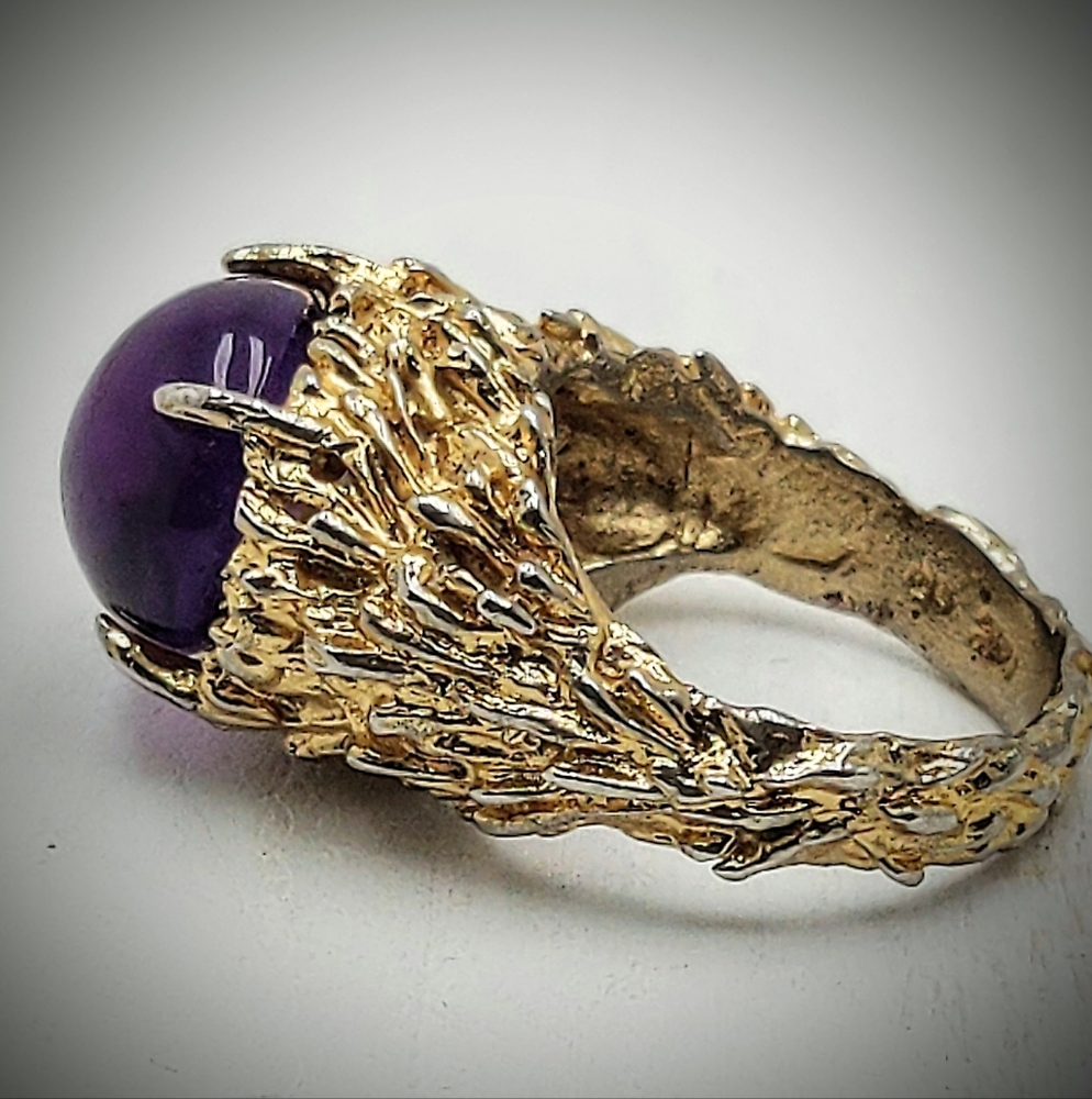 Chunky Vintage 14kGP Amethyst Signet Ring